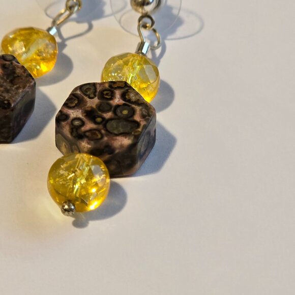 Handmade Citrine and Jasper Earrings – Natural Gemstone Dangle Jewelry - Picture 3 of 9